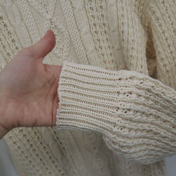 Mairtin Standun Cable Knit Sweater Unisex L Cream Fisherman Scandinavian Rustic - Picture 7 of 16